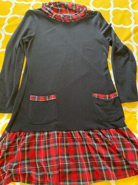 Reborn Black Tunic with Red Plaid Accents